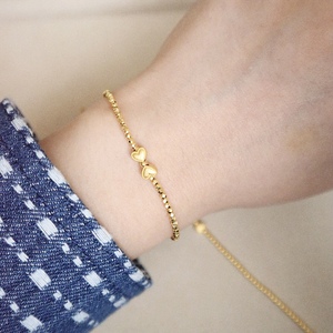 黄金蹦迪手链足金珍妮蝴蝶结黄金手链5g极光金金珠手链女圣诞礼物