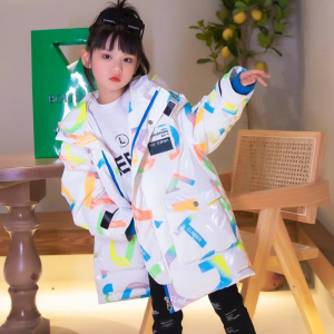 慧雨星白克绒儿童亮面免洗羽绒服女童男童韩版大童外套新款洋气