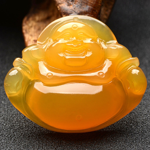 云南天然黄龙玉冰种笑大肚弥勒佛公吊坠缅甸正品玉石鸡油黄女颈饰