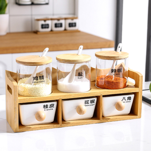 创意陶瓷调味罐套装家用厨房调料盒套装日式双层六件套调料瓶盐罐