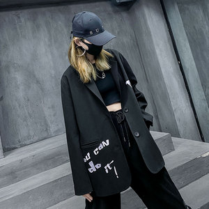 m家潮牌原创初秋新款宽松休闲小西服女酷酷风格女装帅气外套衣服