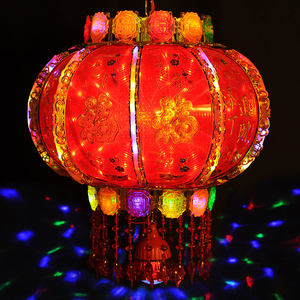 led彩灯大红灯笼新年插电灯笼自动旋转福字乔迁新居春节过年元宵