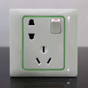 天基时尚超薄雅致系列开关插座面板 86型10a二三极插座带单控开关