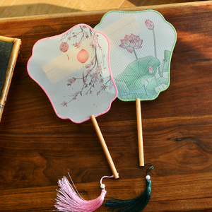 古风飞仙团扇半透明扇面复古中国风异形汉服旗袍舞蹈走秀宫扇跳舞