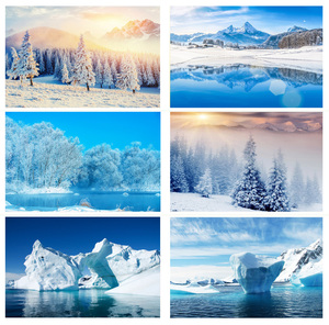 风景画海报冬天雪山雪景图片冰山冰川客厅卧室走廊海报装饰贴纸画