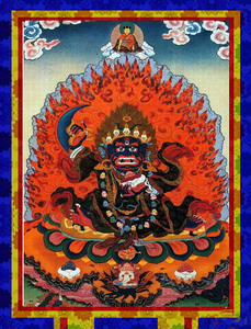 新款高端唐卡纯棉线十字绣佛像二臂玛哈嘎拉财神大黑天钻石画贴钻