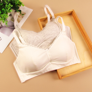 蕾丝花边少女学生文胸高中生发育期无钢圈薄款bra定型15-18岁内衣