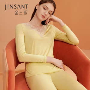 舒适养肤v领撞色蕾丝纯感内衣套女士肌底衣套装金三塔内衣旗舰店