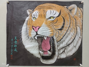 中国第一画虎村画虎名家王建民老虎,尺寸108/96