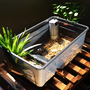 乌龟缸带晒台大中型水陆缸带排水别墅家用 草龟巴西龟龟箱 特大