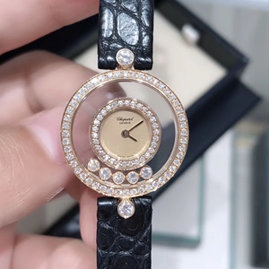 萧邦快乐钻石系列流动五钻小表盘黄金原钻石英女表