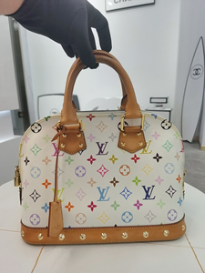 lv路易威登alma白三彩老花铆钉贝壳包