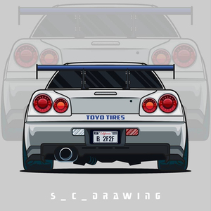 速度与激情2 保罗沃克 gtr r34 车身拉花