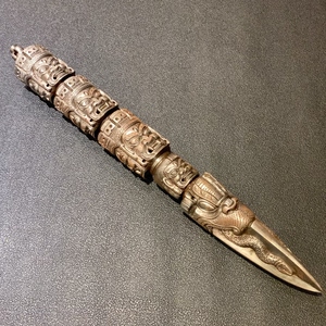 尼泊尔手工三面普巴金刚橛天铁金刚杵居家摆件藏式藏饰家用工艺品