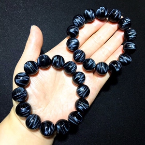 11a特级天然闪电纹眼蓝虎眼石手链手串虎睛石银石 南非虎眼