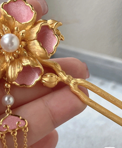 周大福soinlove-十里红妆蜜粉金步摇