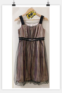 全新专柜正品可可尼COCOON深紫色金色桑蚕丝吊带连衣裙