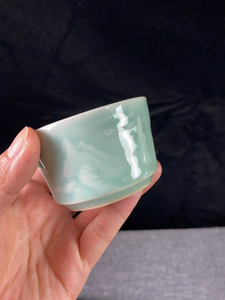 龙泉青瓷黄汉弟老师手工杯,龙泉青瓷高温釉手工主人杯,品茗杯