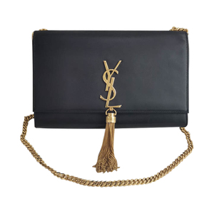 5新]圣罗兰slp女士黑牛皮流苏金链中号斜挎包市场参考价16900