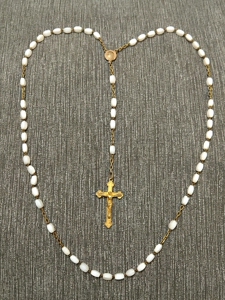 法国十九世纪到一战期鱼骨天主教玫瑰念珠 对折43厘米