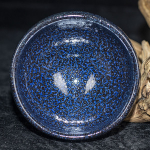 柴烧【蓝色妖姬】陆志强 建阳建盏主人杯 口径8.5 g23