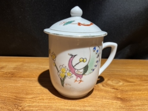 七八十年代景德镇曙光瓷厂手绘彩绘孔雀花鸟茶杯盖杯 品相看图