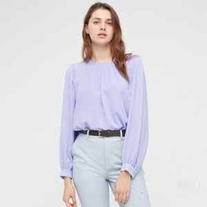 uniqlo/优衣库女装 花式乔其纱宽袖衬衫.