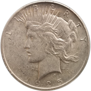公博评级AU58美国银币1元和平鸽稀有外国老银币大洋钱币保真5557