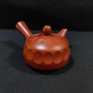 常滑烧侧把急须 横手壶 常滑烧名匠井上素三作品 泥料油润 球