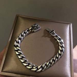 克罗心纯银手链女生款 经典十字花扣 个性潮款 长度16厘米