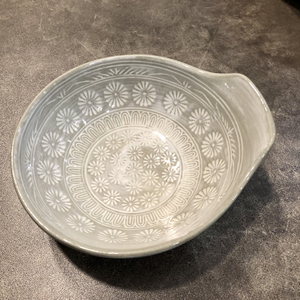 日本回流瓷器 万古烧三岛银峯 满菊刷毛釉防烫小钵小碗 全品全