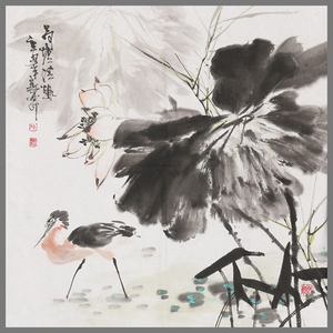 孙长乐国画《荷塘清趣》原创作品手绘写意画水墨画彩墨花鸟画荷花
