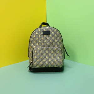 gucci古驰乌木色双g蜜蜂印花双肩包小背包 427042