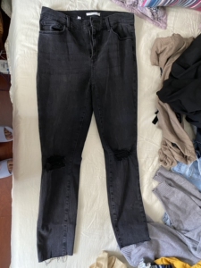 全新 pacsun 黑色紧身破洞牛仔裤 29码