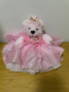 韩国手工婚纱熊泰迪熊非济州岛泰迪熊珍珠水钻婚礼熊装饰伴手礼