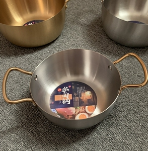 【宜家同款日式拉面锅】海鲜干锅双耳金色拉面锅汤锅泡面锅平底迷