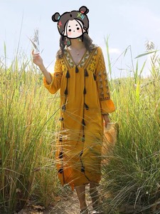 泰国埃及云南民族风连衣裙丽江拍照长裙西藏旅游衣服女装