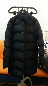 冬季黑色棉衣，女保暖棉服，竖领后开叉简洁款外套，黑色m码，穿