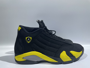 aj14雷神黑黄气垫篮球鞋,44码,鞋底磨损小,鞋面无伤,气