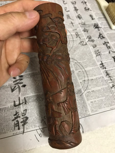 日本回流竹刻香筒，高15cm,直径3.5cm