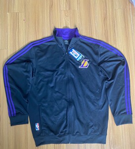 nba外套-adidas 阿迪达斯湖人  黑紫 刺绣出场服