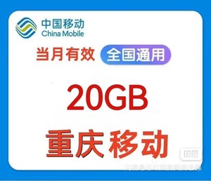 重庆移动流量20G月包移动流量充值 流量加油包 月包流量