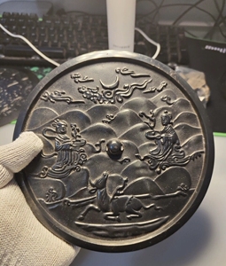 大尺寸青铜铜镜工艺品犀牛望月
