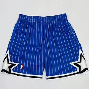 mitchellness出品nba魔术队sw复古球裤蓝白条配