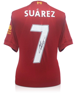 苏亚雷斯亲签利物浦球衣,em官方证书,苏亚雷斯亲笔签名,英国