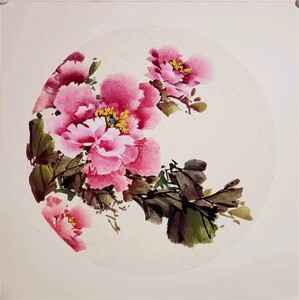 纯手绘国画写意牡丹,无题款,宣纸卡纸,无需拓裱可直接入框,尺