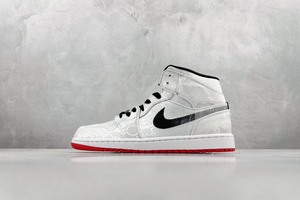 aj1乔丹一代中帮经典复古文化休闲运动篮球鞋"丝绸白黑红"_阿里巴巴找