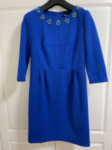 MaxLuLu七分袖连衣裙，宝蓝色大气优雅、版型好、做工佳。