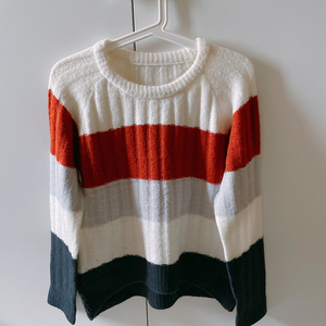 murua 拼色条纹 毛衣