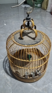 抛光百灵鸟笼精品雕刻云雀竹制鸟笼云燕小沙圆鸟笼子凤头装饰鸟笼